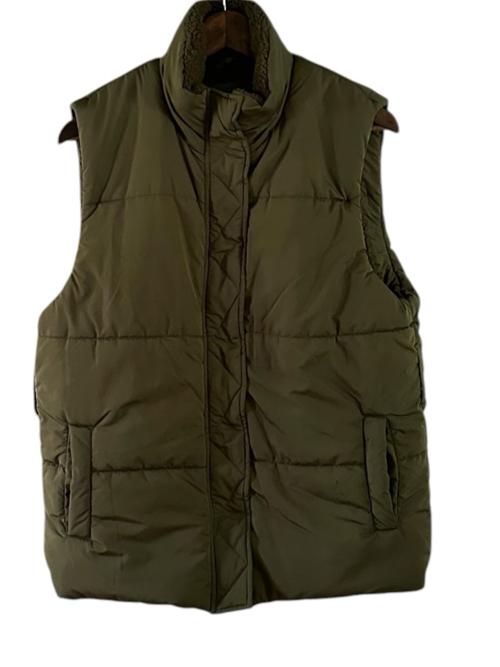 BLANKNYC Puffer Vest Women’s XS Green Quilted Sleeveless Snap Front Outerwear